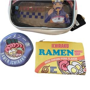 Naruto Shippuden Ichiraku Ramen Cosmetic Bag - Exclusive Pink Bag Bundle NWT